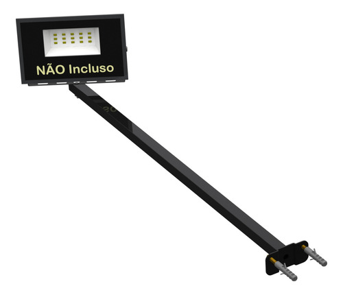 Kit 06 Suportes Refletor Led Parede Banner Base Reta 70cm Cor Preto