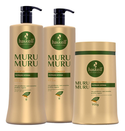 Kit Haskell Murumuru Shampoo Condicionador E Mascara 1l