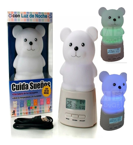 Imagen 3 de 10 de Luz De Noche , Termometro Oso Cuida Sueños Baby Innovation