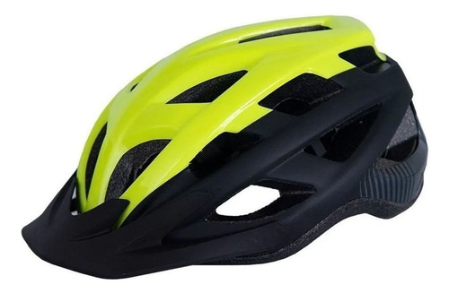 Capacete Asw Bike Fun Preto E Amarelo Fluor Com Led Traseiro Cor Preto - Amarelo Tamanho P/m