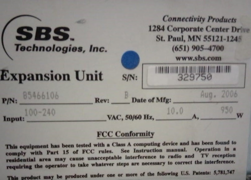 Unidad De Expansión Pci Sbs Technologies 13 Slots 9 Tarjetas (Usado)