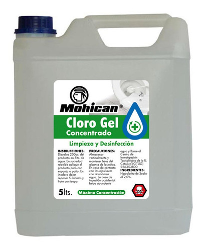 Cloro Gel Bidon 5 Lts Mohican