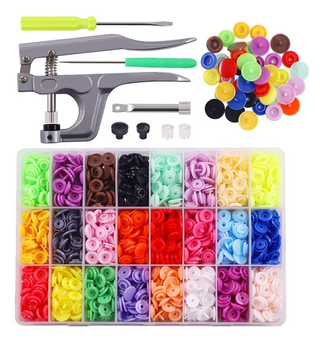 Kit Glarks 360pcs T5 Snaps Plastico Alicates Buttons Presion