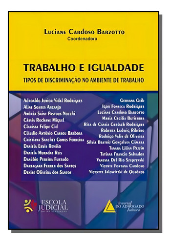 Trabalho E Igualdade: Tipos De Discriminacao No Am, De Luciane Cardoso Barzotto. Editora Livraria Do Advogado, Capa Mole Em Português, 2021