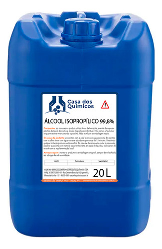 Álcool Isopropílico 99,8% 20 Litros - Limpa Tela