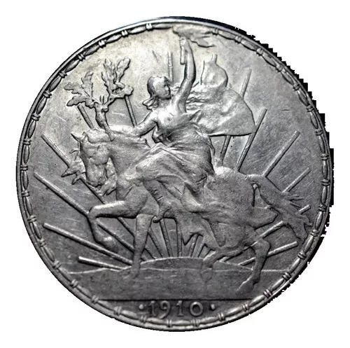 Moneda Plata Caballito Un Peso 1910 En Su Cápsula
