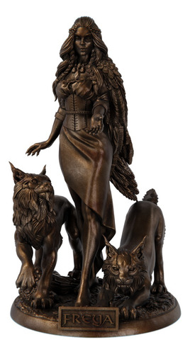 Estátua De Freya Deusa Imagem Nórdica Rainha Das Valquírias Cor Cor Cobre Antigo