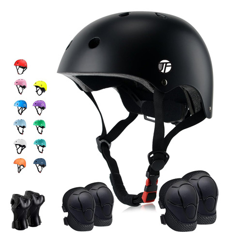 Jeefree Juego De Casco De Bicicleta Con Rodilleras, Coderas,