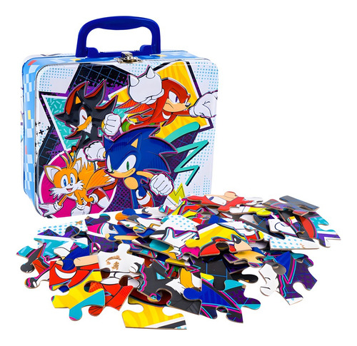 Lonchera Con Rompecabezas 48 Pzas Diferentes Personajes Celeste Sonic 83270