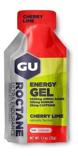 Suplemento en gel GU  Roctane Energy Gel sabor cherry lime en sachet de 32g pack x 24 u