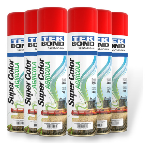 Spray Tek Bond Vermelho Agrícola Super Color 400ml Emb. C/06