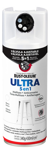 Pintura Aerosol Antióxido Rust Oleum 5 Válvulas Ultra 5 En 1 Color Blanco brillante