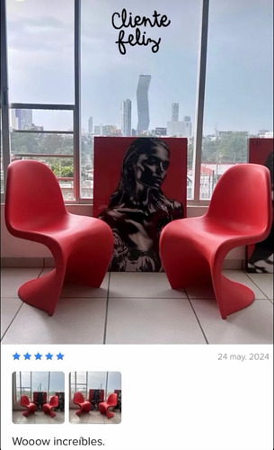 Silla Moderna Para Comedor Estilo Panton Juego De 2 Estructura de la silla Rojo Diseño de la tela Liso