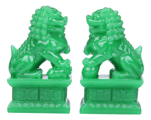 2 Estatua Leon Fu Foo Para Perro Diseño Feng Shui Chino Casa