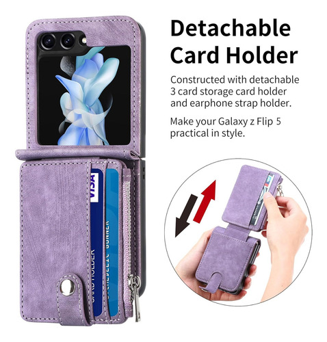 Funda Para Samsung Z Flip 6 5 4 3 Case Cartera Tarjetero Antigolpes