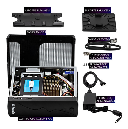 Mini Pc Cpu Sweda Sp30 Celeron J1800 2.41ghz Ssd 120 4 Gb