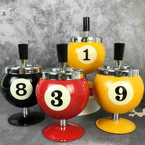 Pool Billiard Design Ashtray Portable Metal Ashtray For Poo