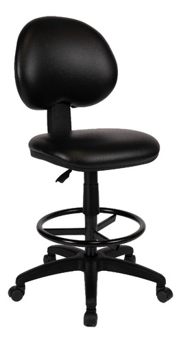 Silla de escritorio de Outlet Arcadia Cajera sin brazos c/ruedas ergonómica  negra con tapizado de cuero sintético