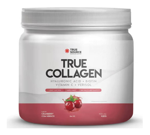 Suplemento Em Pó True Source Collagen Colágeno/minerais Sabor Cranberry Com Hibisco Em Pote De 420ml