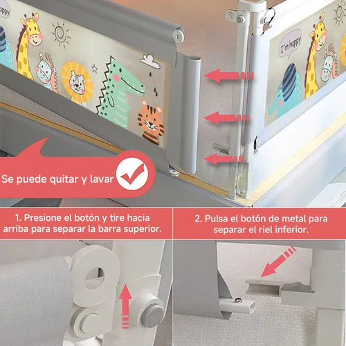Baranda De Cama Seguridad Bebe Plegable Ajustable