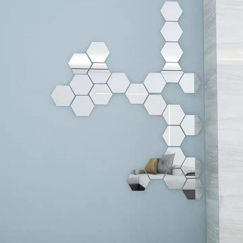 100x Espejo Azulejos Pegatinas De Pared Plata 46x40x23mm