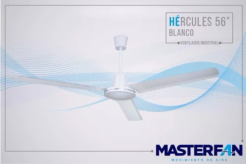 Ventilador de techo Hércules 56 con 3 aspas de metal Blanco Masterfan -  Masterfan, Ventilador - TAMEX