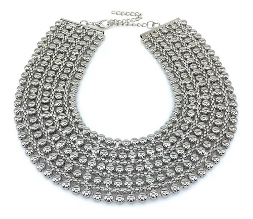 Imagen 6 de 9 de Set Collar Africano Con Aros Botón Tuerca. Acero Inoxidable