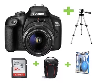 Camara Canon Eos 4000d- Rebel T100+18-55+32gb+bolso+kit+trip