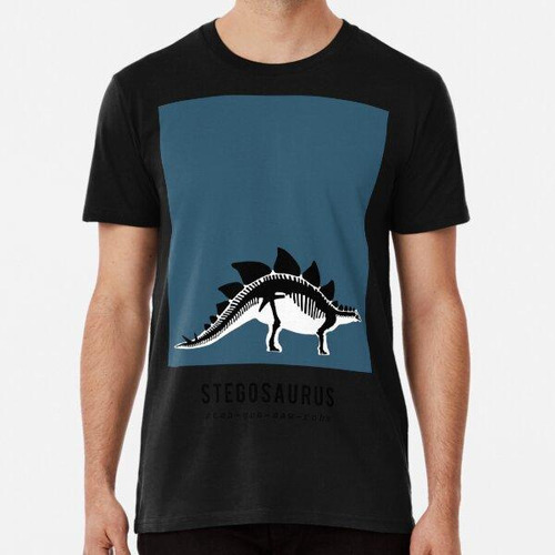 Remera Fósil De Esqueleto De Dinosaurio Estegosaurio Azul Al