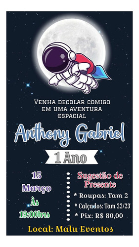Convite Digital Escolha O Seu Envio Imediato Astronauta