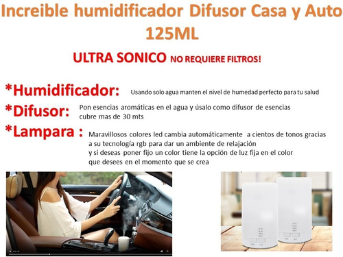 Difusor Humidificador Aromaterapia Casa Y Auto Premium