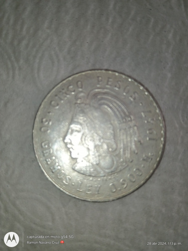 Moneda 5 Pesos 1947 30 Gramos.ley 0.900.