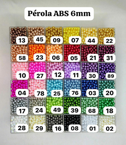 Perola Abs Inteira Com Furo 6mm 3 Pct 500 Perolas