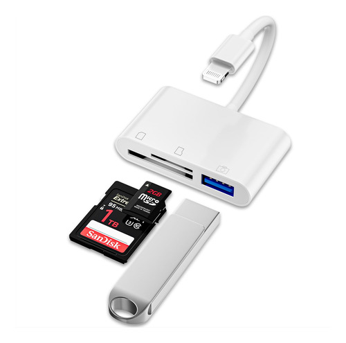 Lightning To Sd Card Reader For iPhone, 3-in-1 Camera Adapt