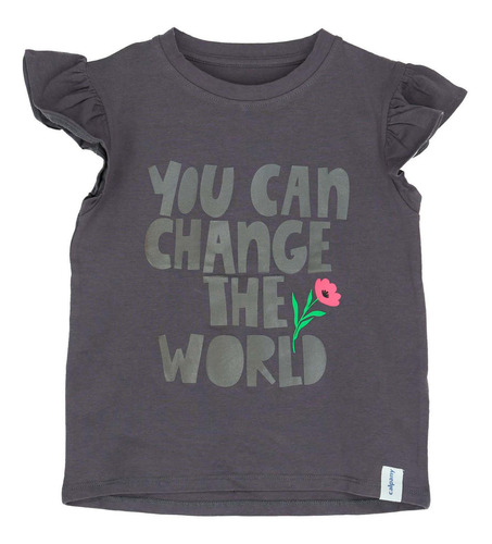 Polera M/c Niña Change The World Gris Calpany