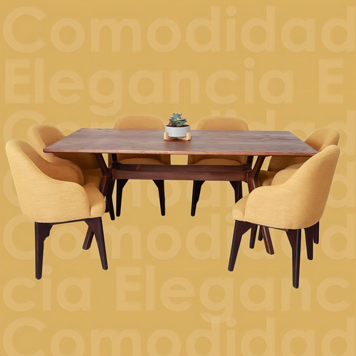 Mesa De Comedor Paris Para 6 Personas Estilo Escandinavo Color de la tapa Café tabaco Color de las patas Chocolate