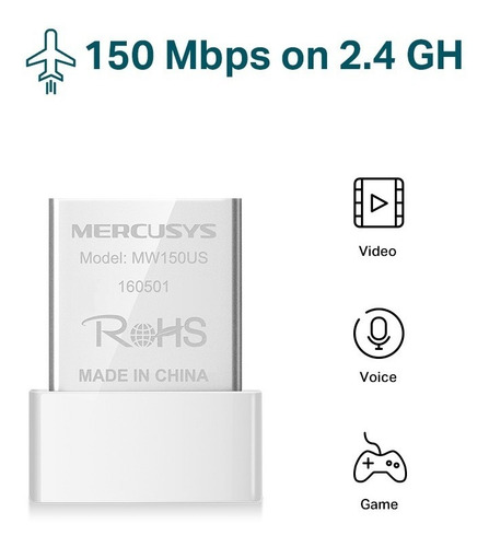 Imagen 4 de 8 de Placa De Red Wifi Mercusys Mw150us Usb Nano 150mbps