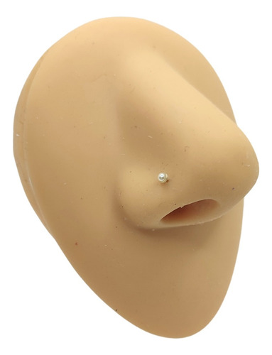 Piercing Nostril Poste Para Nariz Con Perla De Plata Ley 925 Color Blanco