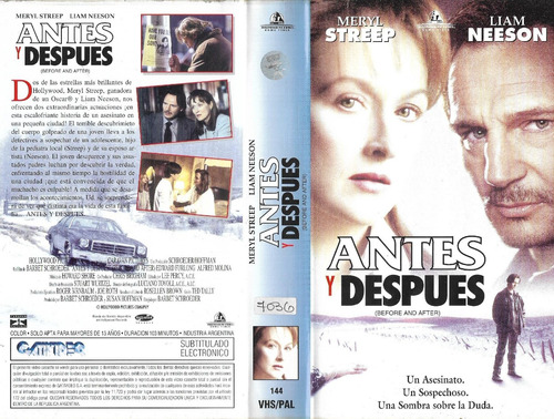 Antes Y Después Vhs Meryl Streep Liam Neeson Edward Furlong