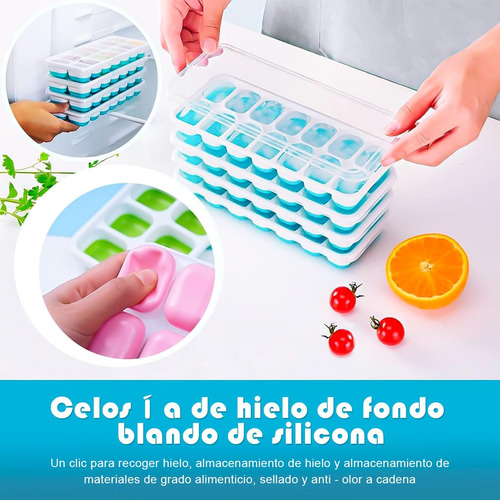 4 Pzs Bandejas Para Cubitos De Hielo,14 Cavidades Ice Cube