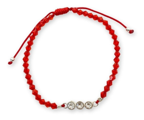 Pulsera Cristales Rojos Triple Circon Plata Fina Mas Caja