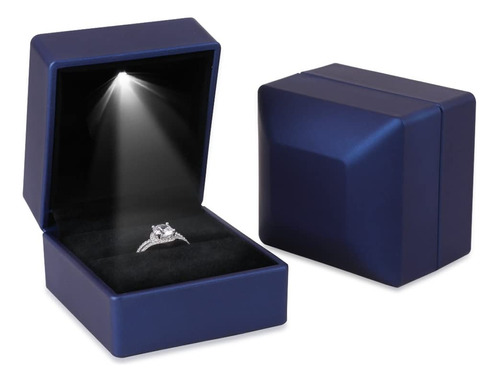 Caja Estuche Para Anillo De Compromiso Con Luz Led Color Azul