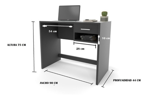 Imagen 2 de 2 de Escritorio Su-Office Soff melamina, abs de 90cm x 75cm x 44cm negro