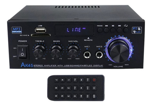 Amplificador Sonido Audio Ak45 300w*2 Bluetooth Carro Casa