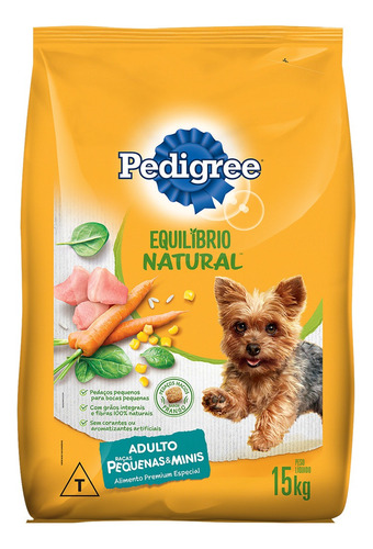 Alimento para Cães Adultos Raças Minis e Pequenas Frango Pedigree Equilíbrio Natural Pacote 15kg