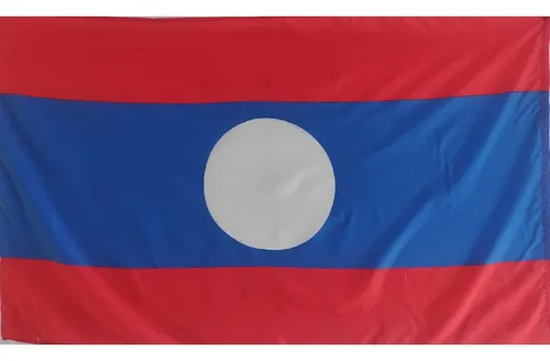Gq Bandera Laos Doble Faz Tamaño 90cm X 150 Cm Tela