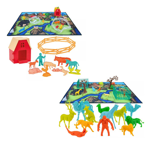 Set De Bonecos Zoologico Fazendinha Com Tapete - Gulliver