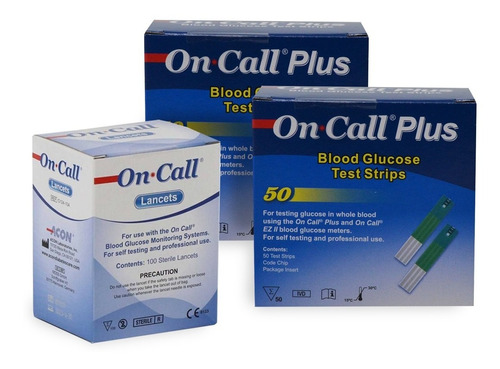 100 Tiras Reactivas Glucosa Y 100 Lancetas On Call Plus