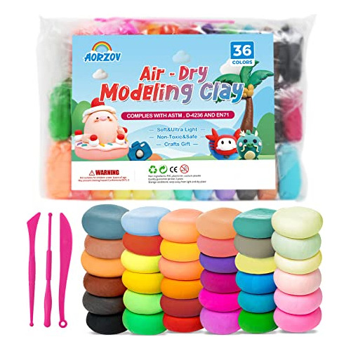 36 Colors Air Dry Clay For Kids, Modeling Clay Kit, Mag...