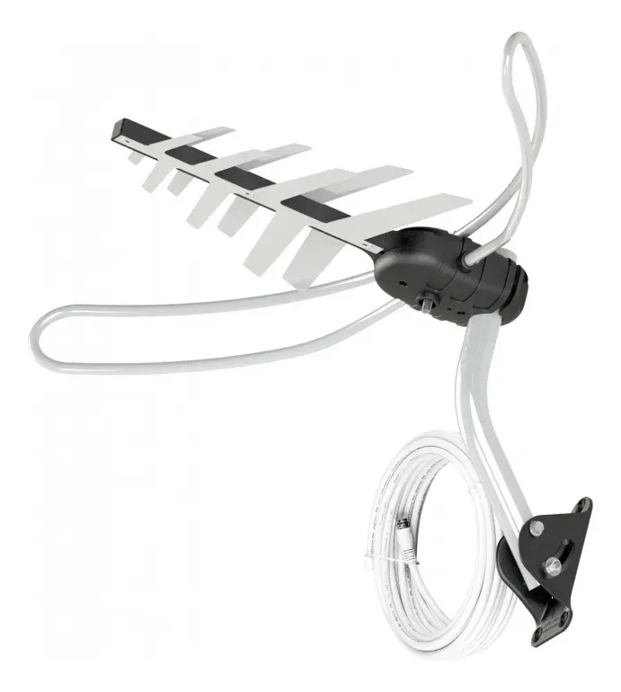 Antena Digital Externa Com Suporte E Cabo 15 Metros Preto